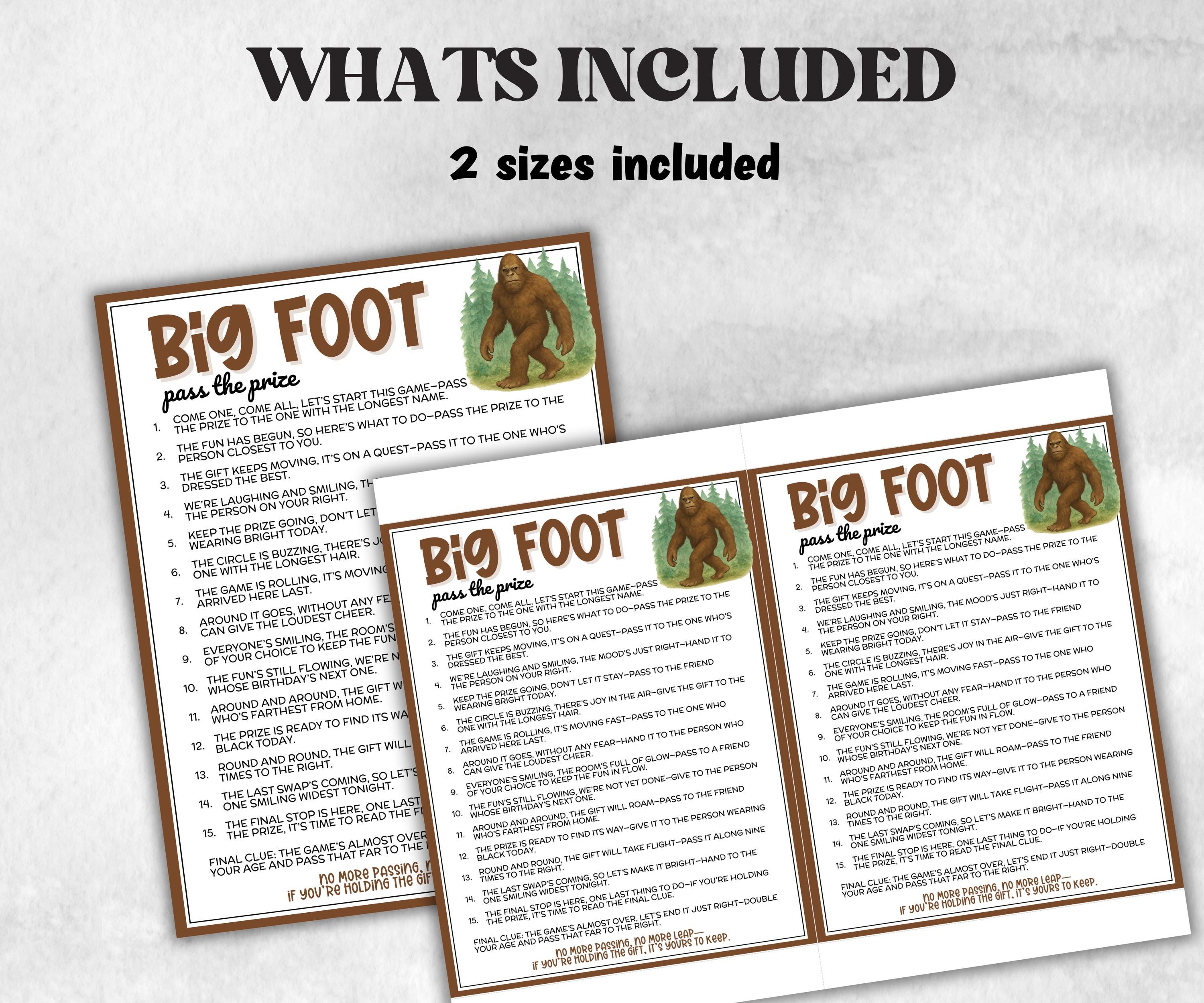 Bigfoot Pass The Prize, Sasquatch Monster, camping adventure, boy girl scout, rv road trip, interactive fun gift exchange, conversation game-Holidays -TheHustlingCatLady-Party Games