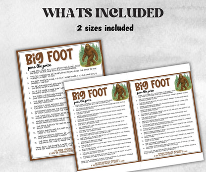 Bigfoot Pass The Prize, Sasquatch Monster, camping adventure, boy girl scout, rv road trip, interactive fun gift exchange, conversation game-Holidays -TheHustlingCatLady-Party Games