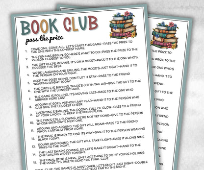 Book Club Pass The Prize, Left Right Game For Avid Readers, Library Goers, Ladies Luncheon, Brunch Gatherings, interactive fun gift exchange-Holidays -TheHustlingCatLady-Party Games
