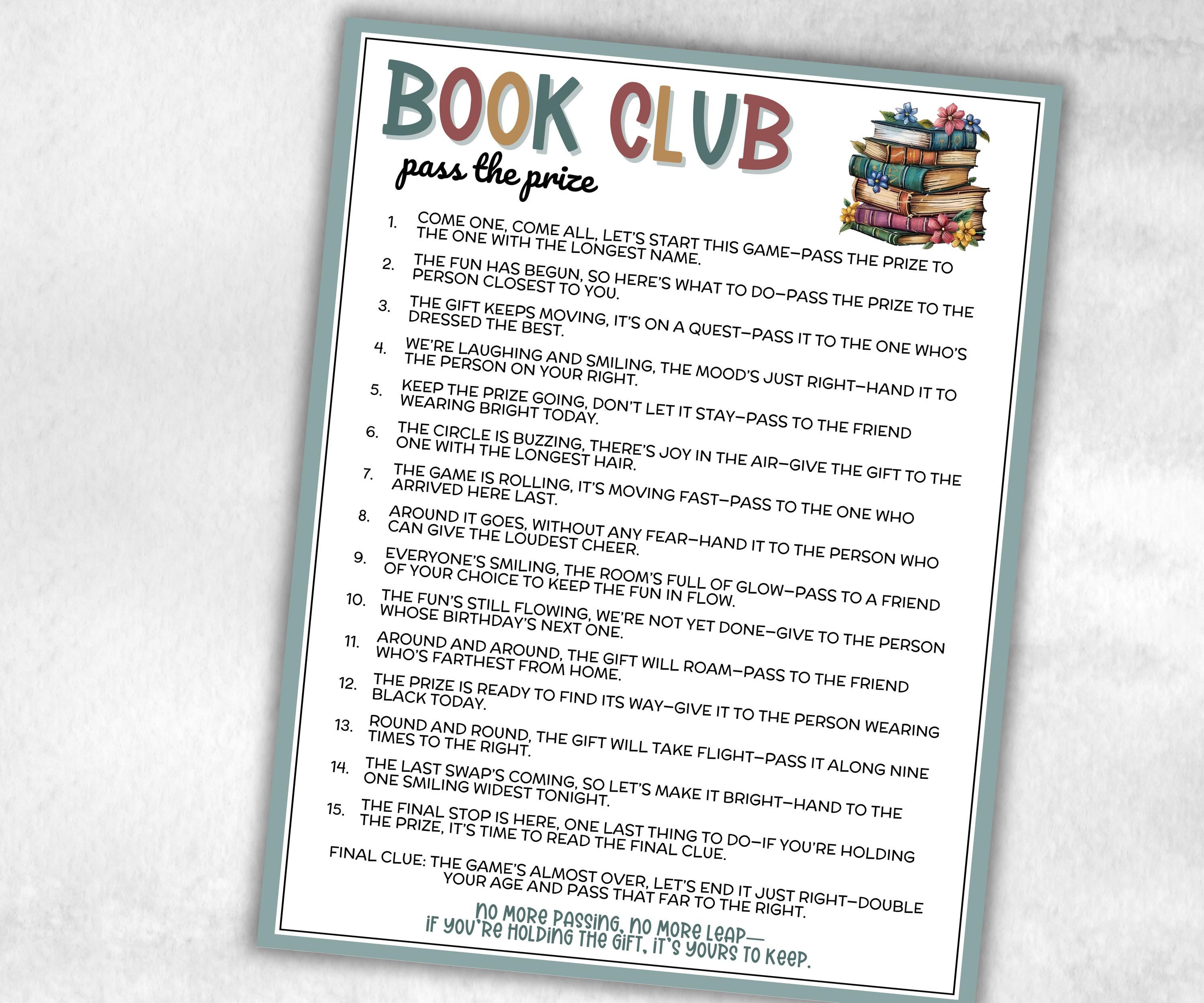 Book Club Pass The Prize, Left Right Game For Avid Readers, Library Goers, Ladies Luncheon, Brunch Gatherings, interactive fun gift exchange-Holidays -TheHustlingCatLady-Party Games