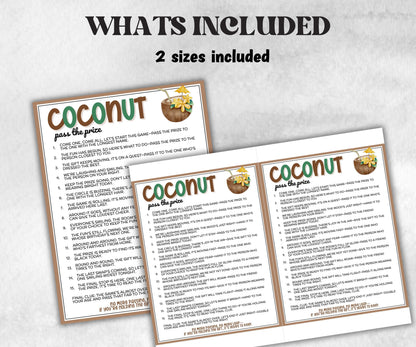 Coconut Pass the Prize Left Right Game, Luau Party Activity, Hawaiian Aloha Theme, Tropical Birthday, Beach Party, interactive gift exchange-Holidays -TheHustlingCatLady-Party Games