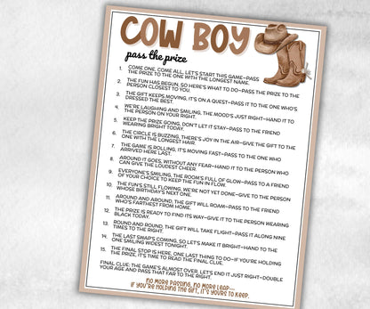 Cowboy Pass The Prize, Western Wild West Rodeo Classroom Birthday Party, interactive fun gift exchange, conversation game, wild blue boy boy-Holidays -TheHustlingCatLady-Party Games