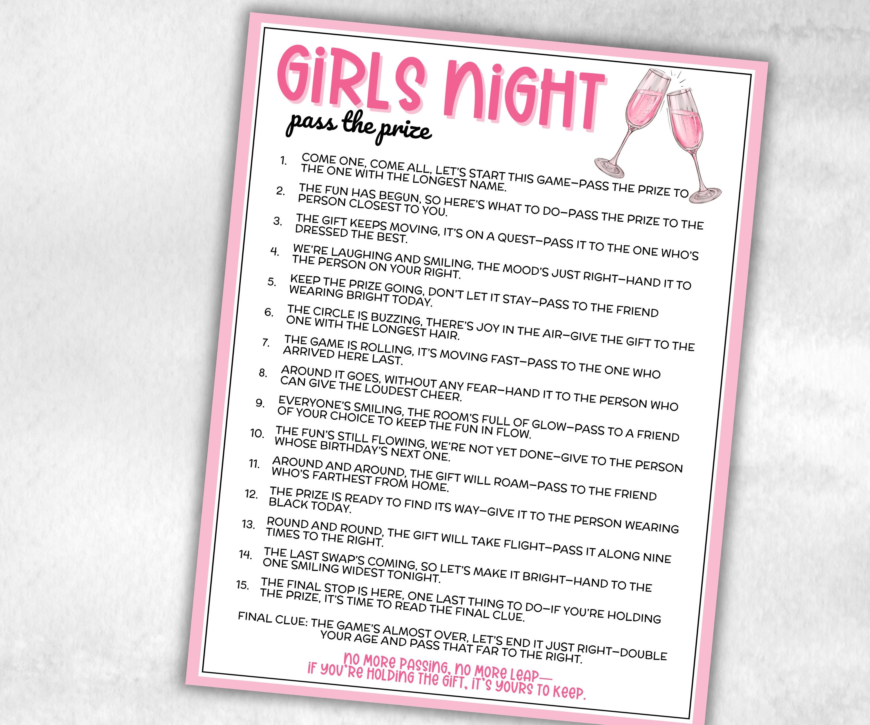 Girls Night Pass The Prize, Left To Right Game, Girl Friends, Ladies Night, Luncheon Brunch Tea interactive gift exchange, conversation game-Holidays -TheHustlingCatLady-Party Games