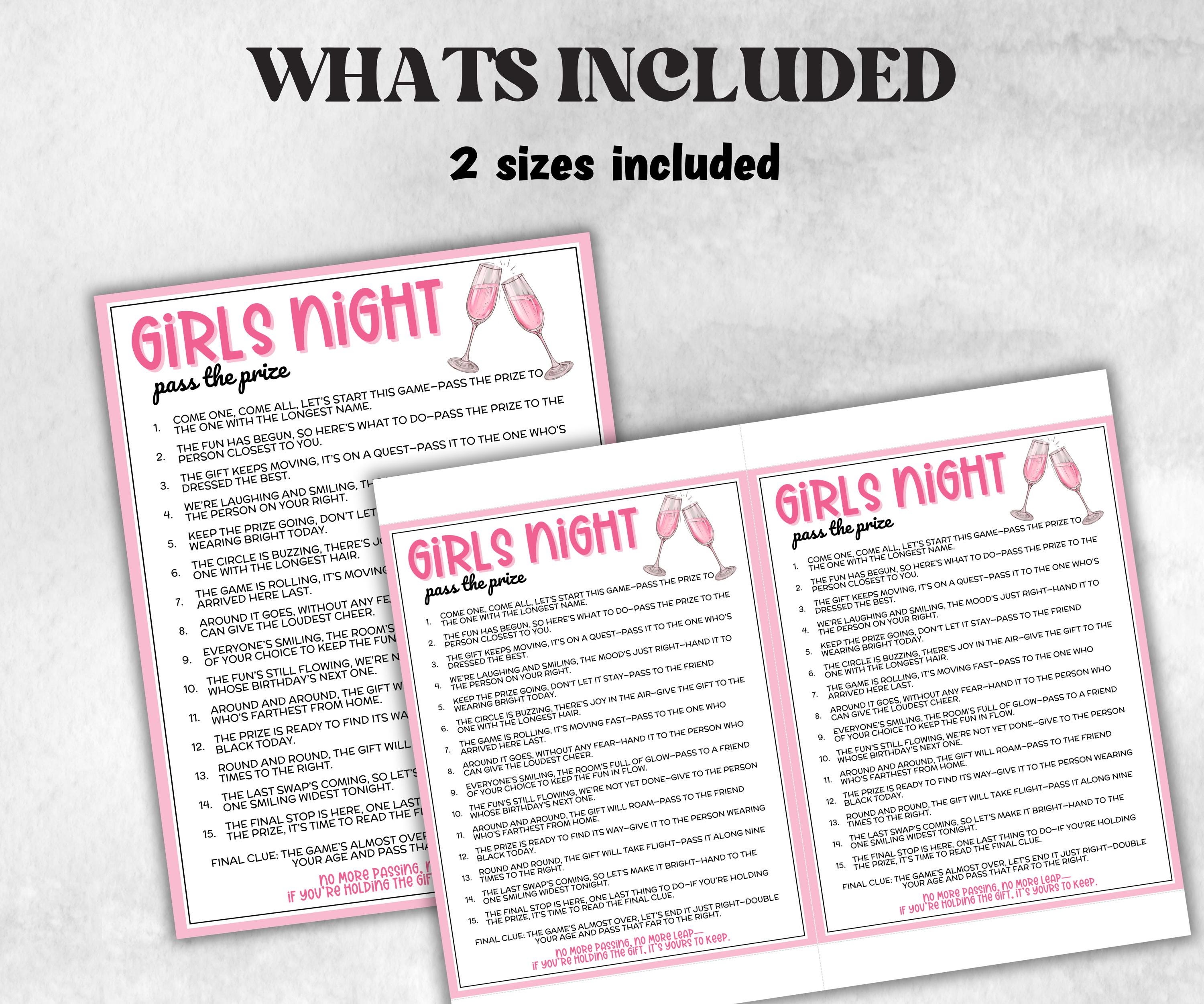 Girls Night Pass The Prize, Left To Right Game, Girl Friends, Ladies Night, Luncheon Brunch Tea interactive gift exchange, conversation game-Holidays -TheHustlingCatLady-Party Games