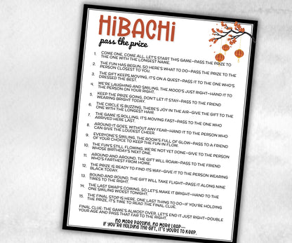 Hibachi Pass the Prize Left Right Game, Japanese-Themed Party, Teppanyaki Birthday, interactive fun gift exchange, mingle conversation game-Holidays -TheHustlingCatLady-Party Games
