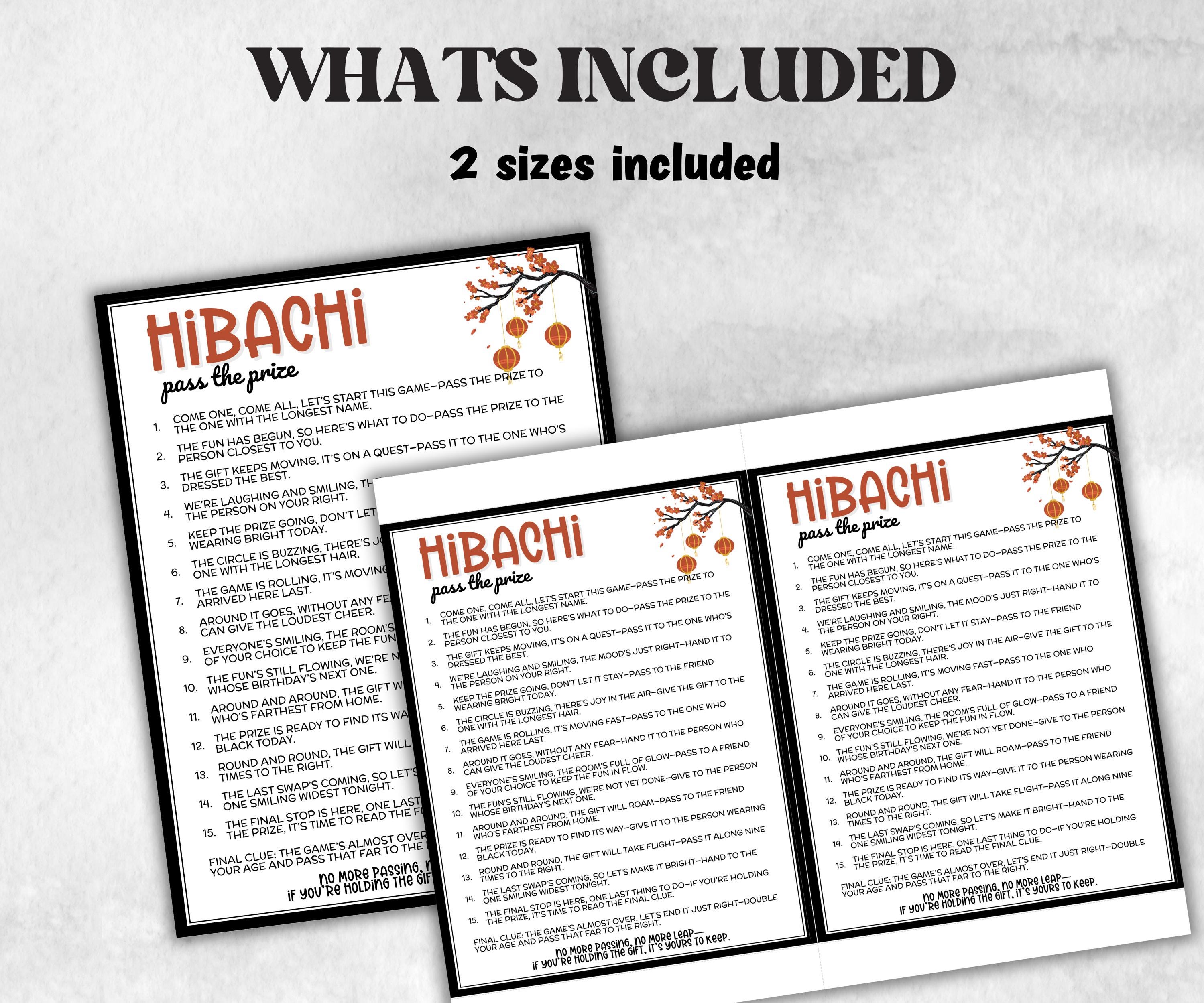 Hibachi Pass the Prize Left Right Game, Japanese-Themed Party, Teppanyaki Birthday, interactive fun gift exchange, mingle conversation game-Holidays -TheHustlingCatLady-Party Games
