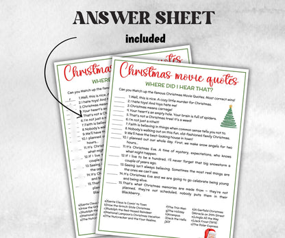 Xmas Movie Quote Trivia Game, Christmas Family Game, Christmas Office Party, Adult Holiday Party Printable Game, Coworkers Festive Brunch-Christmas -TheHustlingCatLady-Party Games