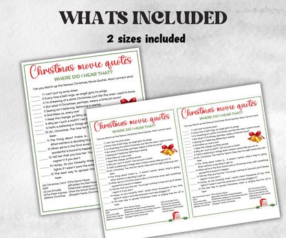 Adult Xmas Movie Quote Trivia Game, Christmas Family Game, Christmas Office Party, Holiday Party Printable Game, Coworkers Festive Brunch-Christmas -TheHustlingCatLady-Party Games