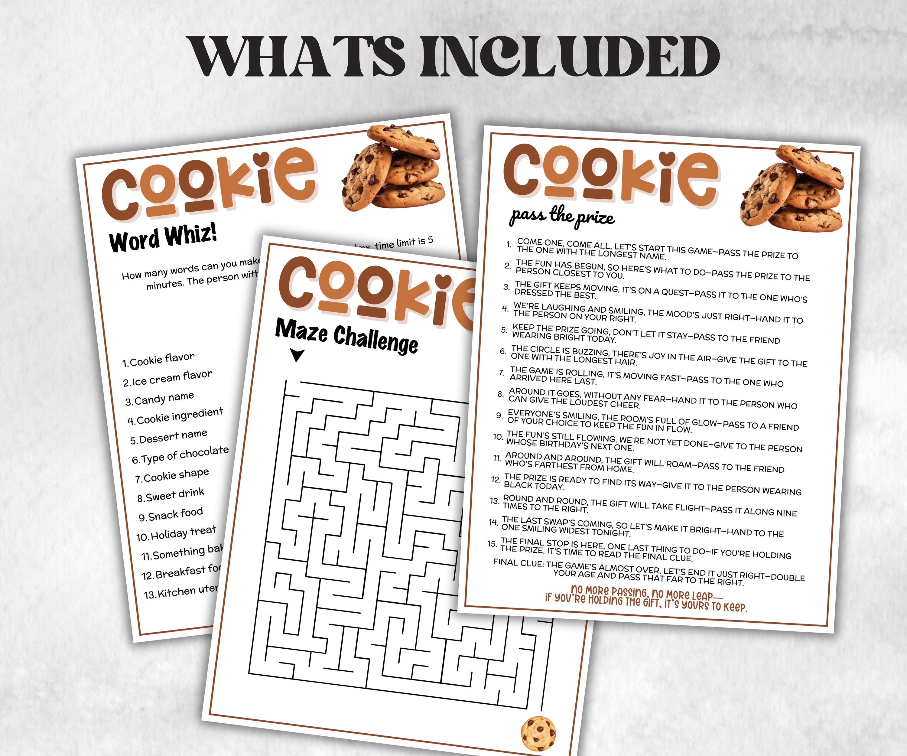 Printable Cookie Game Bundle, Pass the Prize, Friendsmas Cookie Valentine Party Game, Cookie Trivia, Cookie Matchup Game, Church xmas game,-Christmas -TheHustlingCatLady-Party Games