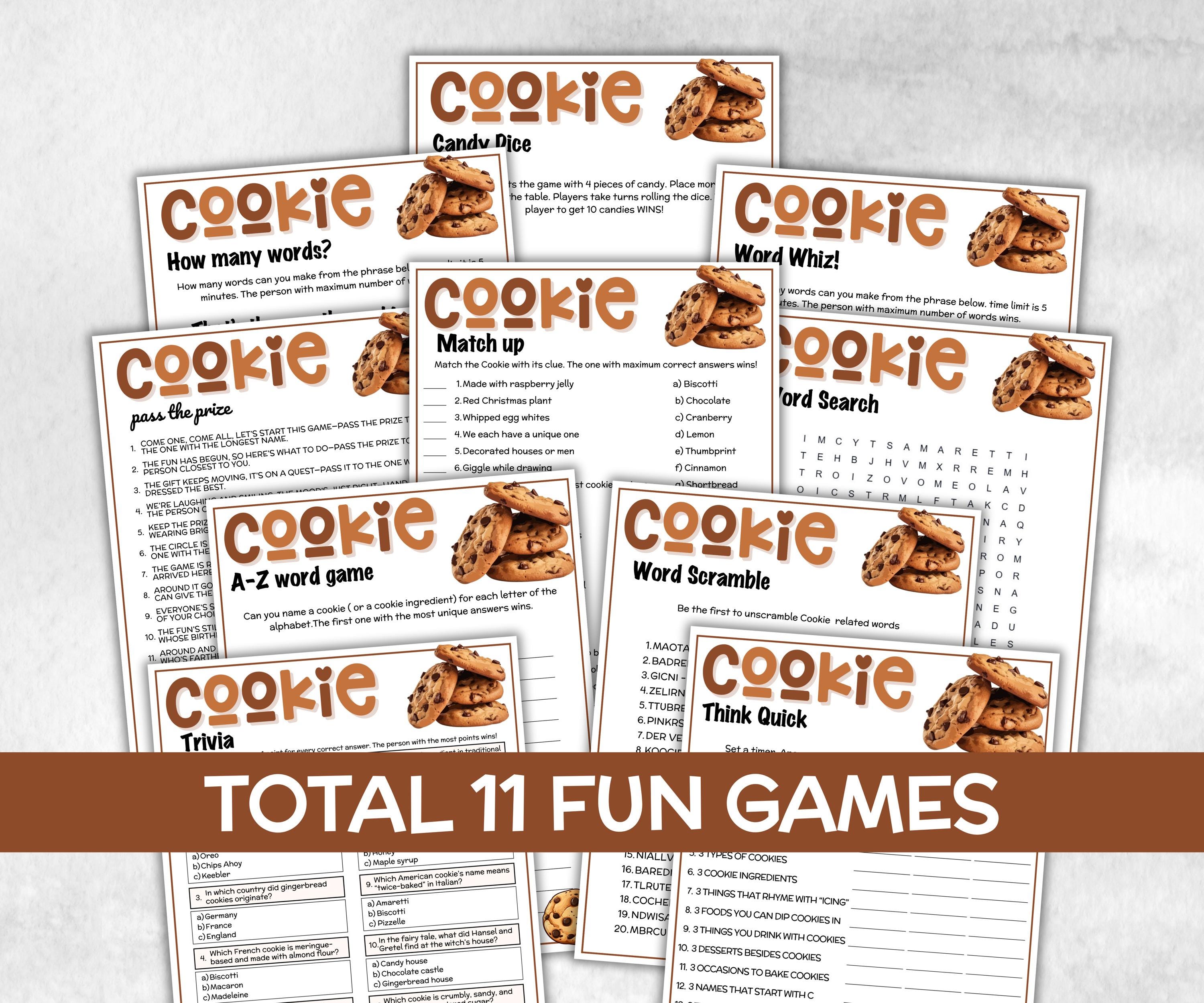 Printable Cookie Game Bundle, Pass the Prize, Friendsmas Cookie Valentine Party Game, Cookie Trivia, Cookie Matchup Game, Church xmas game,-Christmas -TheHustlingCatLady-Party Games