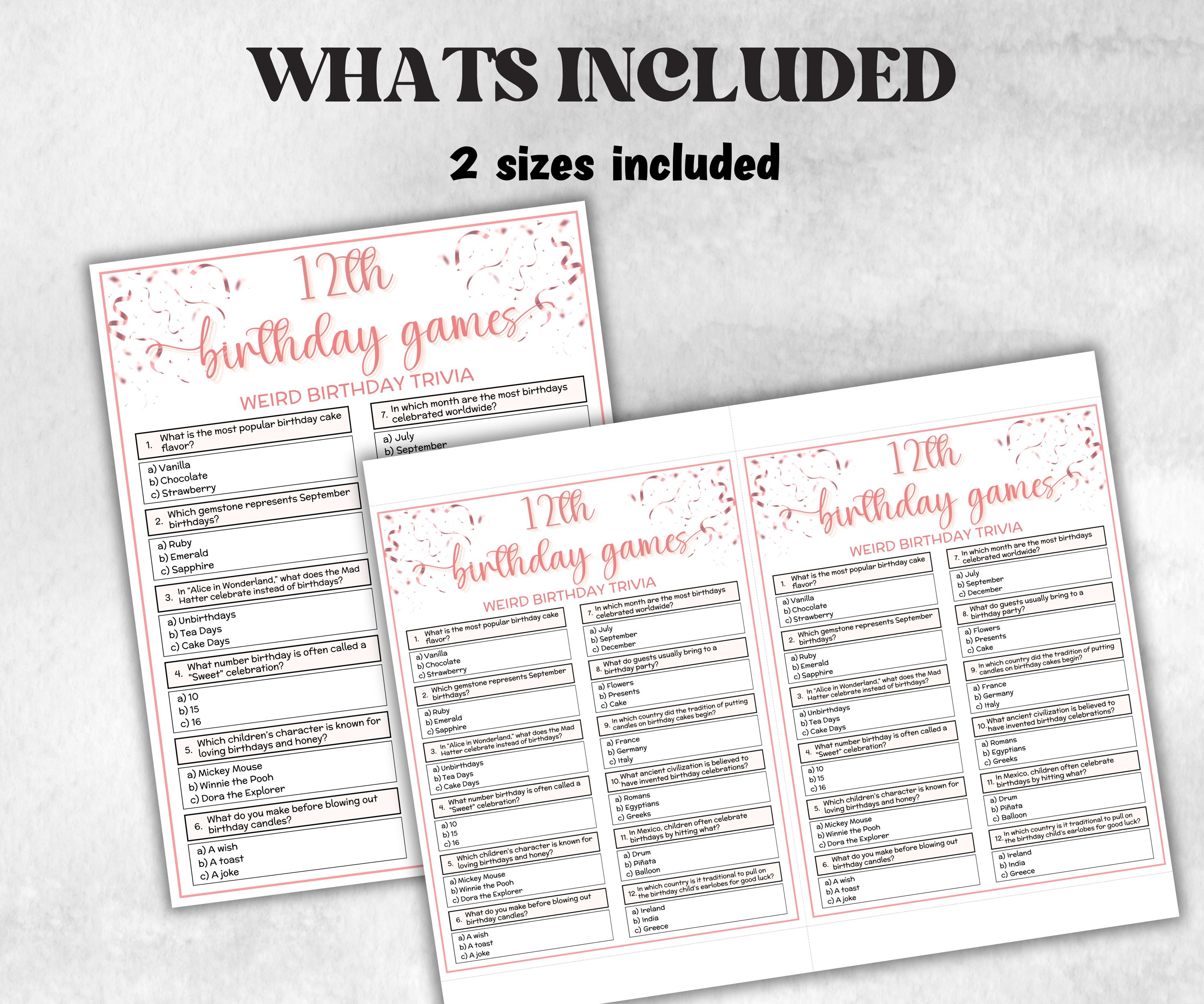 12th Birthday Game Bundle, Pink twelfth Birthday, 12th Birthday Party, Born in 2013, large group Game Bundle, Printable Teen group game-Holidays -TheHustlingCatLady-Party Games