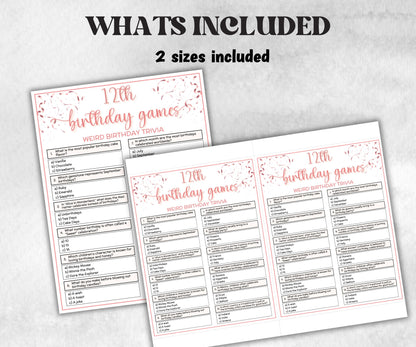12th Birthday Game Bundle, Pink twelfth Birthday, 12th Birthday Party, Born in 2013, large group Game Bundle, Printable Teen group game-Holidays -TheHustlingCatLady-Party Games