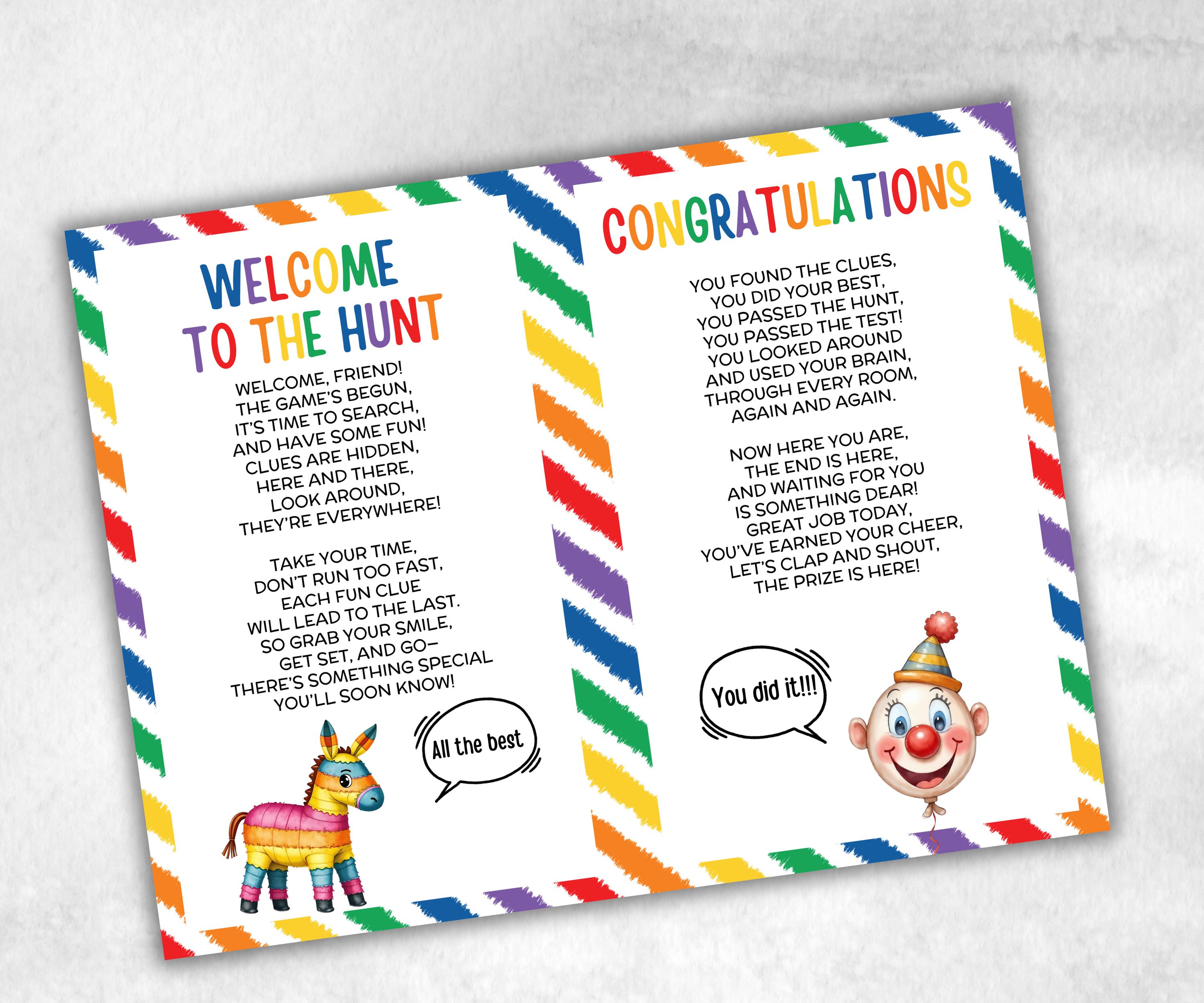 Kids birthday Indoor Treasure Hunt, group celebration activity, Preteens Puzzles, indoor scavenger hunt game, girl boy birthday party, Quiz-Holidays -TheHustlingCatLady-Party Games