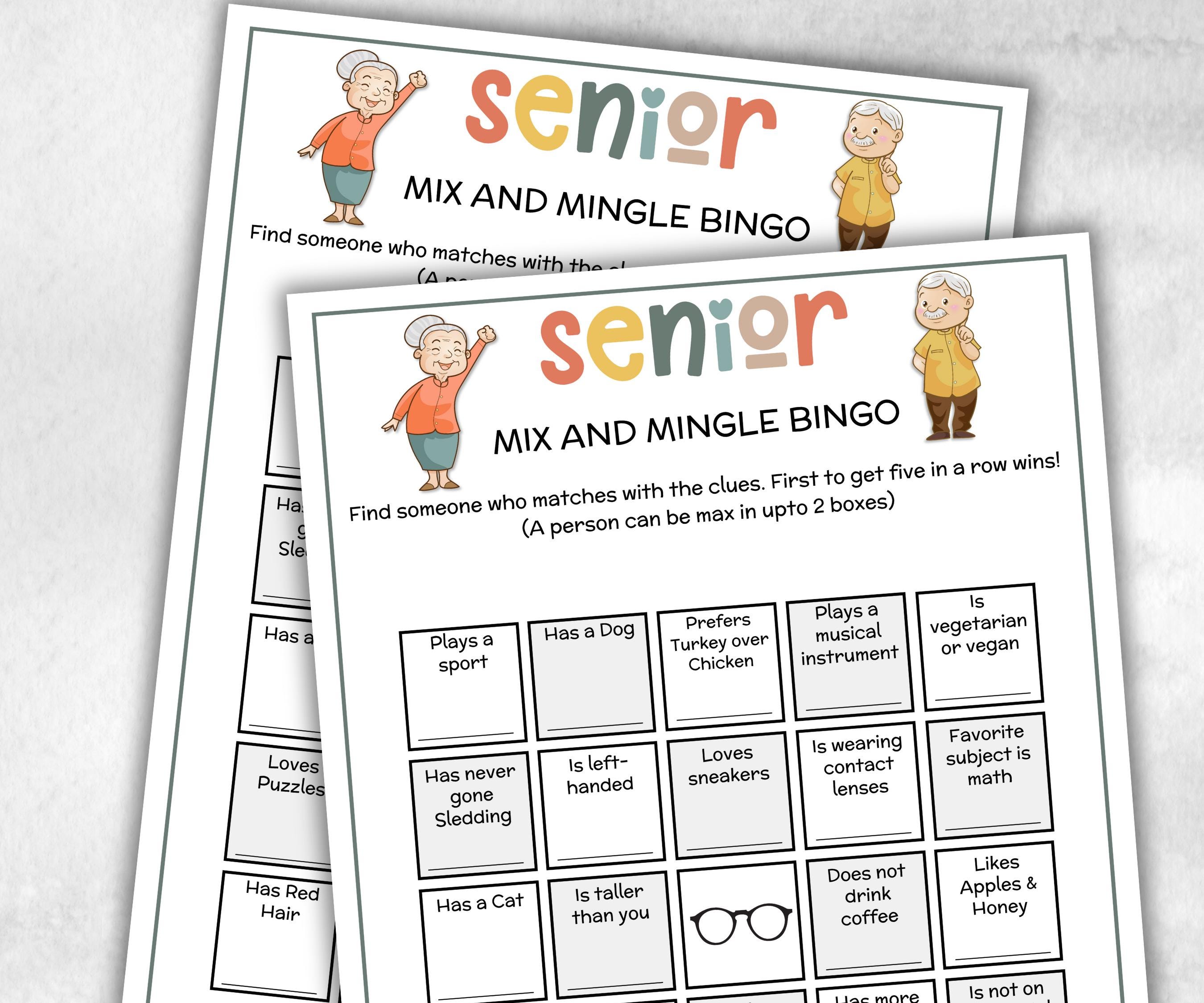Senior Mix and Mingle Bingo, Family Game Night, Dementia Activity, Senior Party Games, Retirement Games, Senior Citizens, Nursing Home Games-Holidays -TheHustlingCatLady-Party Games