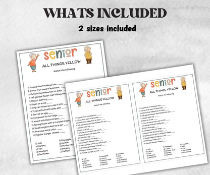 Senior All things Yellow, Family Game Night, Dementia Activity, Retirement Game, Senior Citizen, Nursing Home Game, Senior Living Party game-Holidays -TheHustlingCatLady-Party Games
