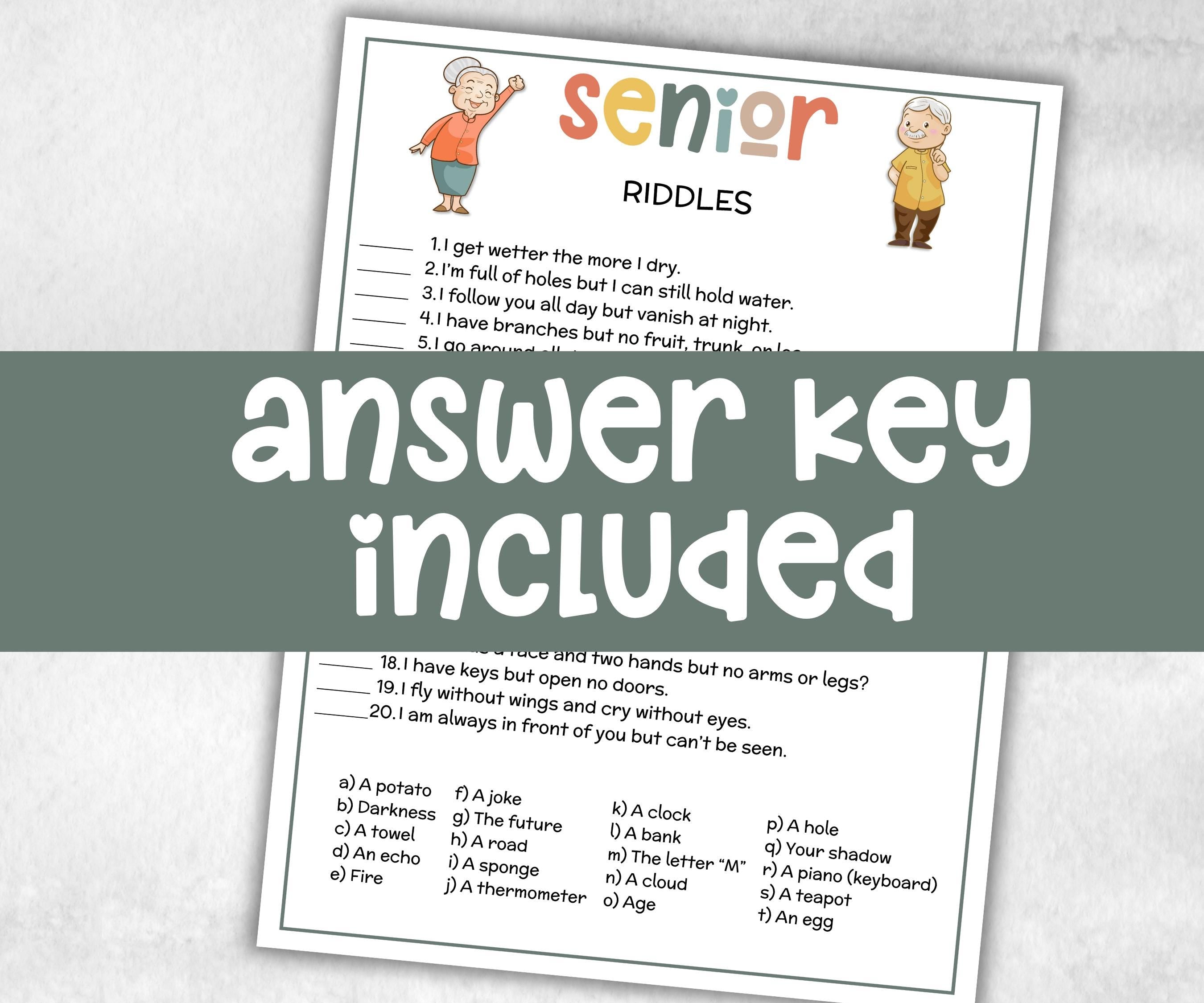 Senior fun Riddles, Family Game Night, Dementia Activity, Retirement Games, Senior Citizens, Nursing Home Game, Senior Living Party game-Holidays -TheHustlingCatLady-Party Games