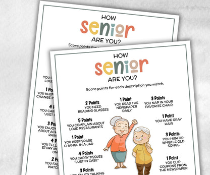How senior are you, Family Game Night, Dementia Activity, Retirement Games, Senior Citizens, Nursing Home Game, Senior Living Party game-Holidays -TheHustlingCatLady-Party Games