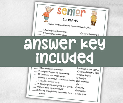 Senior Slogan game, Family Game Night, Dementia Activity, Retirement Games, Senior Citizens, Nursing Home Game, Senior Living Party game-Holidays -TheHustlingCatLady-Party Games