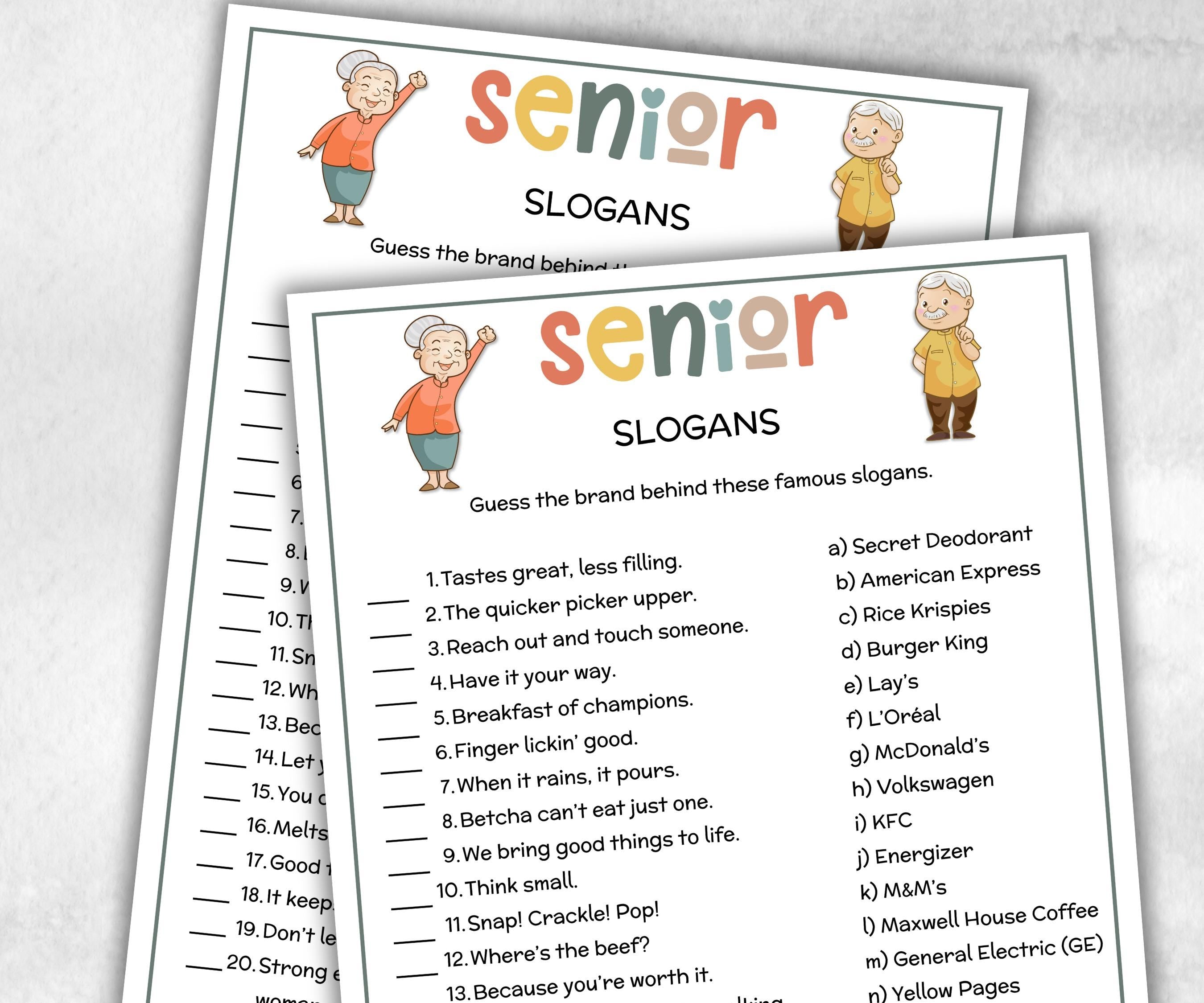 Senior Slogan game, Family Game Night, Dementia Activity, Retirement Games, Senior Citizens, Nursing Home Game, Senior Living Party game-Holidays -TheHustlingCatLady-Party Games