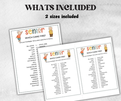 Senior Which came first, Family Game Night, Dementia Activity, Retirement Game, Senior Citizens, Nursing Home Game, Senior Living Party game-Holidays -TheHustlingCatLady-Party Games