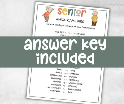 Senior Which came first, Family Game Night, Dementia Activity, Retirement Game, Senior Citizens, Nursing Home Game, Senior Living Party game-Holidays -TheHustlingCatLady-Party Games