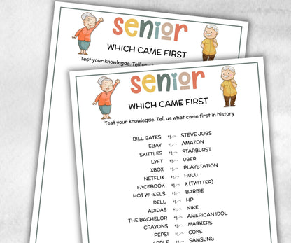 Senior Which came first, Family Game Night, Dementia Activity, Retirement Game, Senior Citizens, Nursing Home Game, Senior Living Party game-Holidays -TheHustlingCatLady-Party Games