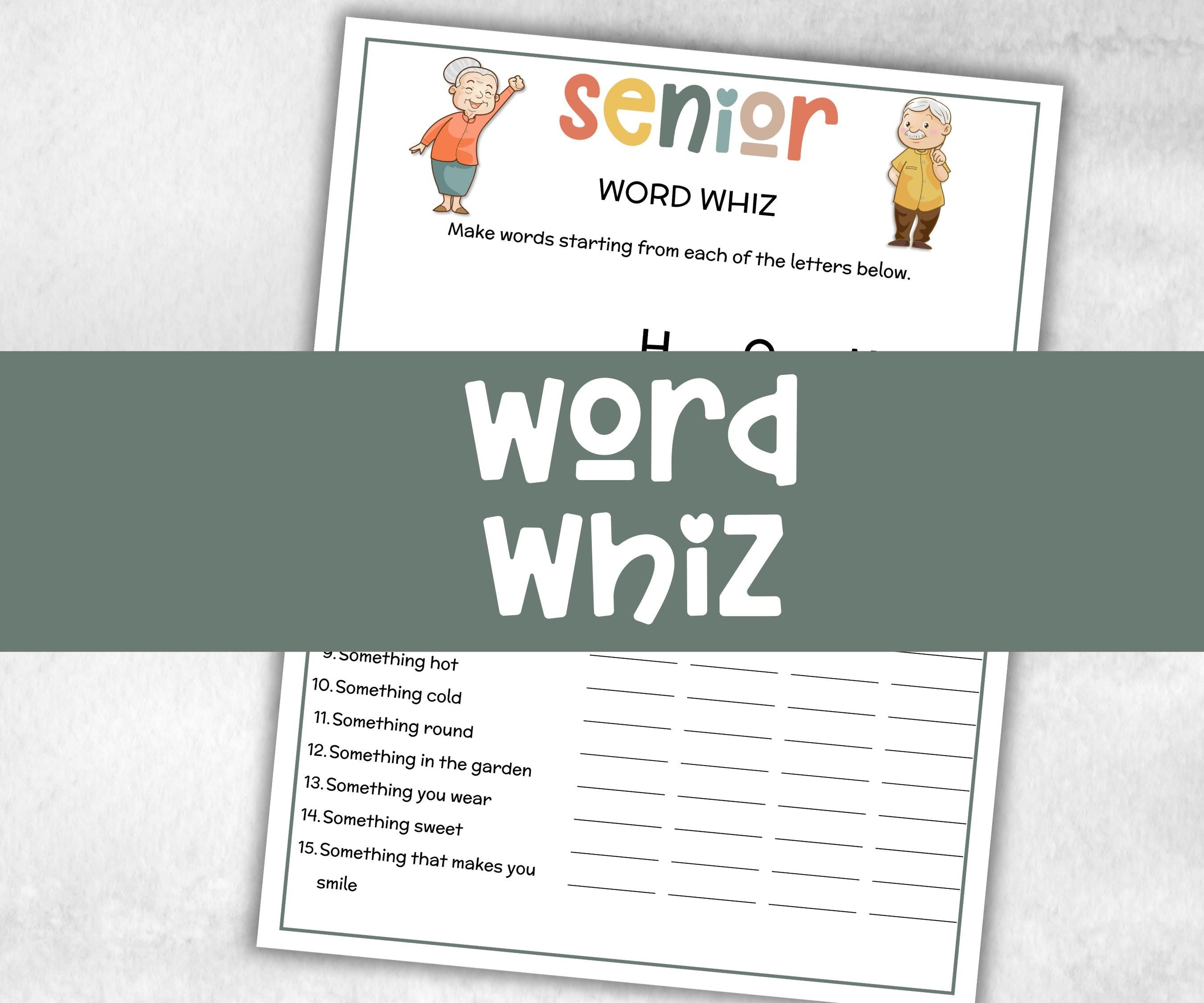 Senior Word Whiz Game, Family Game Night, Dementia Activity, Retirement Games, Senior Citizens, Nursing Home Game, Senior Living Party game-Holidays -TheHustlingCatLady-Party Games