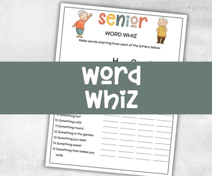 Senior Word Whiz Game, Family Game Night, Dementia Activity, Retirement Games, Senior Citizens, Nursing Home Game, Senior Living Party game-Holidays -TheHustlingCatLady-Party Games