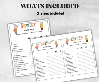 Senior Word Whiz Game, Family Game Night, Dementia Activity, Retirement Games, Senior Citizens, Nursing Home Game, Senior Living Party game-Holidays -TheHustlingCatLady-Party Games