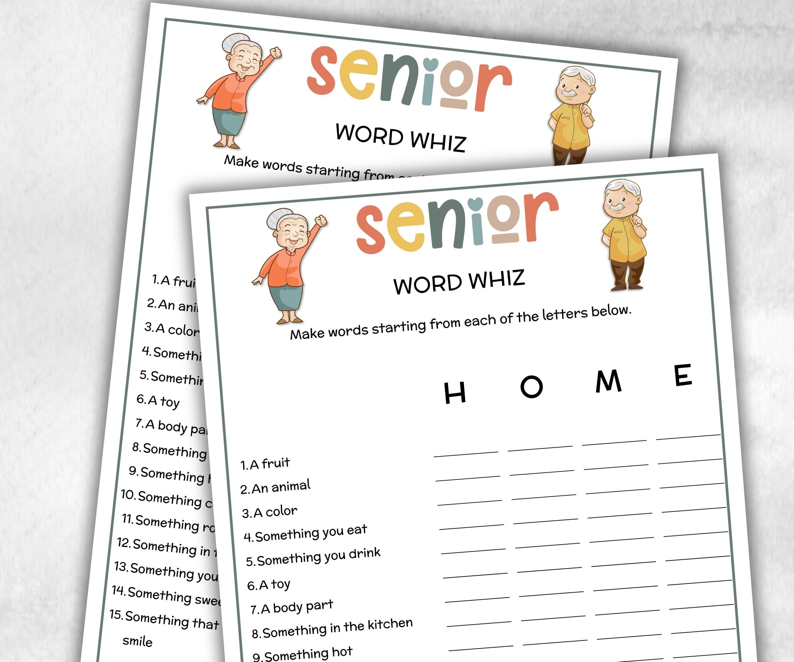 Senior Word Whiz Game, Family Game Night, Dementia Activity, Retirement Games, Senior Citizens, Nursing Home Game, Senior Living Party game-Holidays -TheHustlingCatLady-Party Games