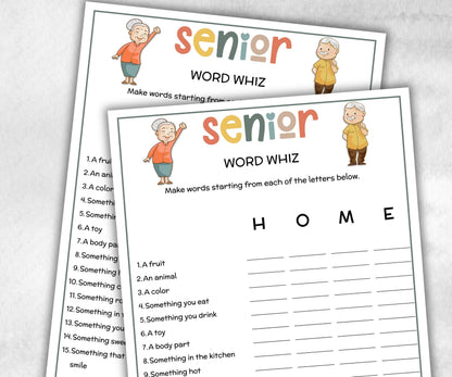 Senior Word Whiz Game, Family Game Night, Dementia Activity, Retirement Games, Senior Citizens, Nursing Home Game, Senior Living Party game-Holidays -TheHustlingCatLady-Party Games
