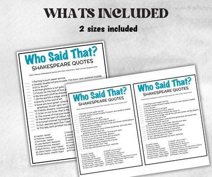 Famous Shakespeare Quotes Trivia Game, Shakespeare Quiz, Pop Culture Game, Teens & Adults, Family Game Night, Office Party Fun,Classroom Fun-Holidays -TheHustlingCatLady-Party Games