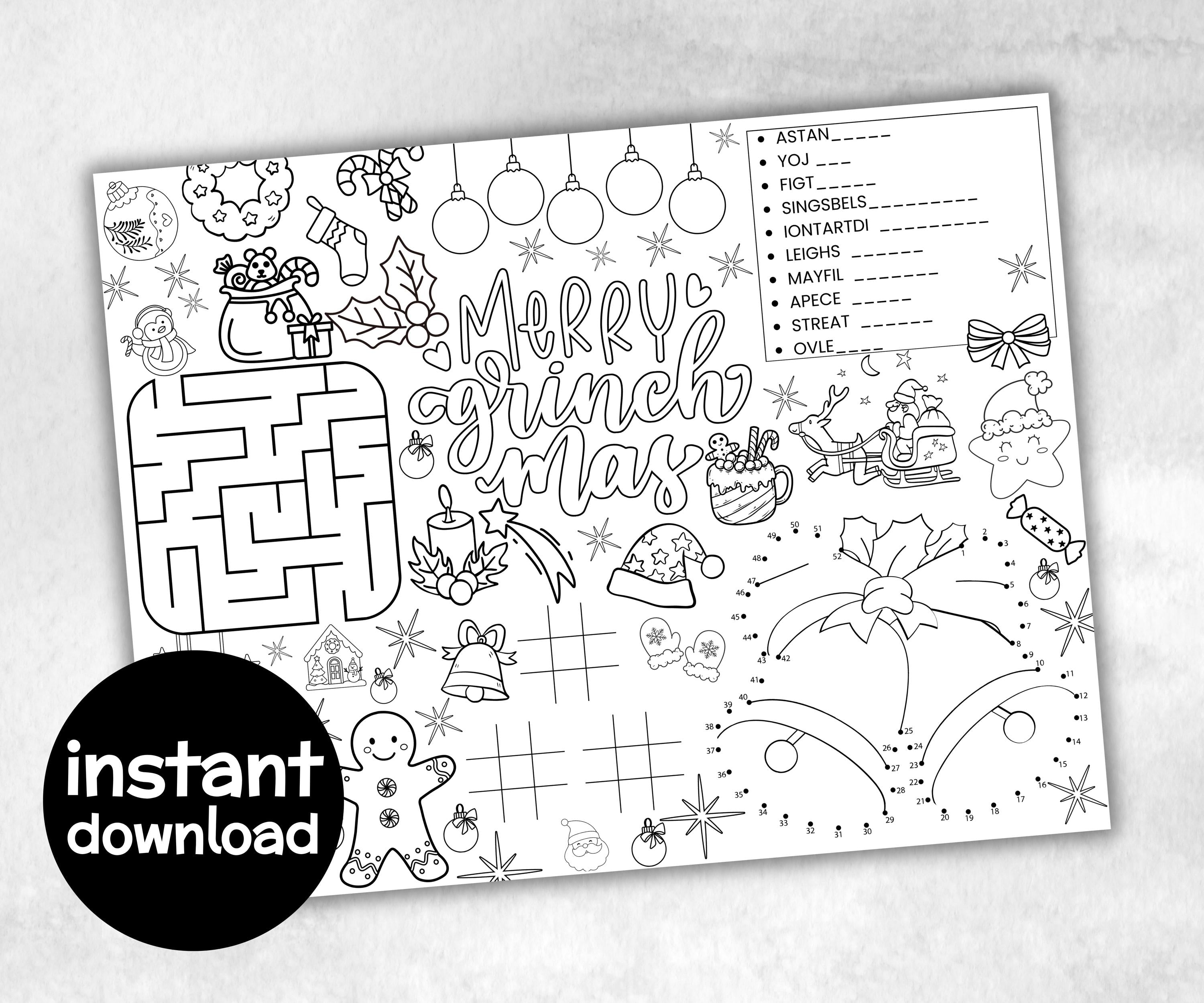 Christmas Placemats Bundle, dinner table, table decor, Christmas family fun, kids party, tableware, kid stocking stuffer, family game night-Christmas -TheHustlingCatLady-Party Games
