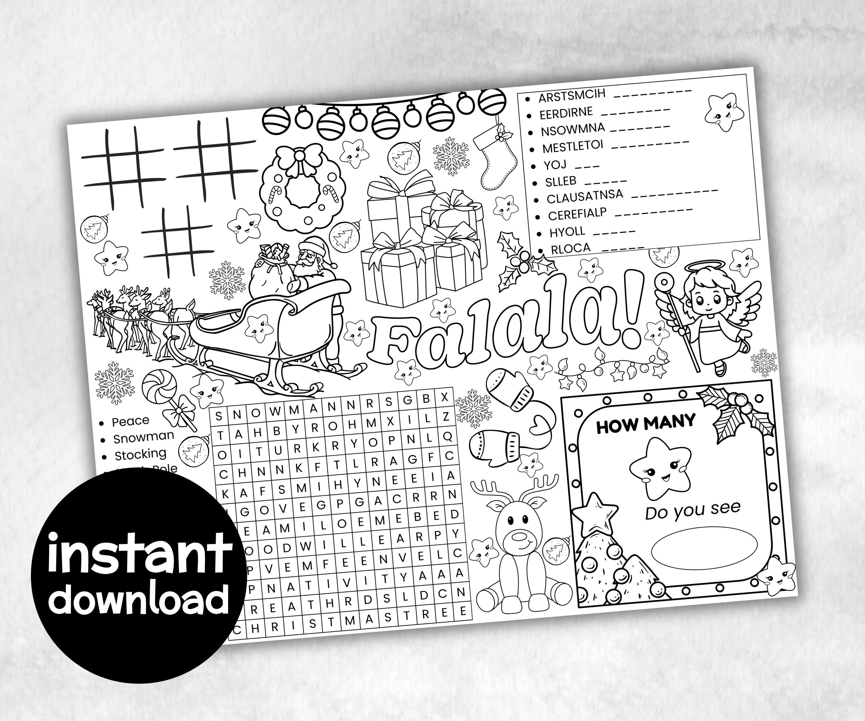Christmas Placemats Bundle, dinner table, table decor, Christmas family fun, kids party, tableware, kid stocking stuffer, family game night-Christmas -TheHustlingCatLady-Party Games