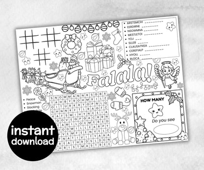 Christmas Placemats Bundle, dinner table, table decor, Christmas family fun, kids party, tableware, kid stocking stuffer, family game night-Christmas -TheHustlingCatLady-Party Games