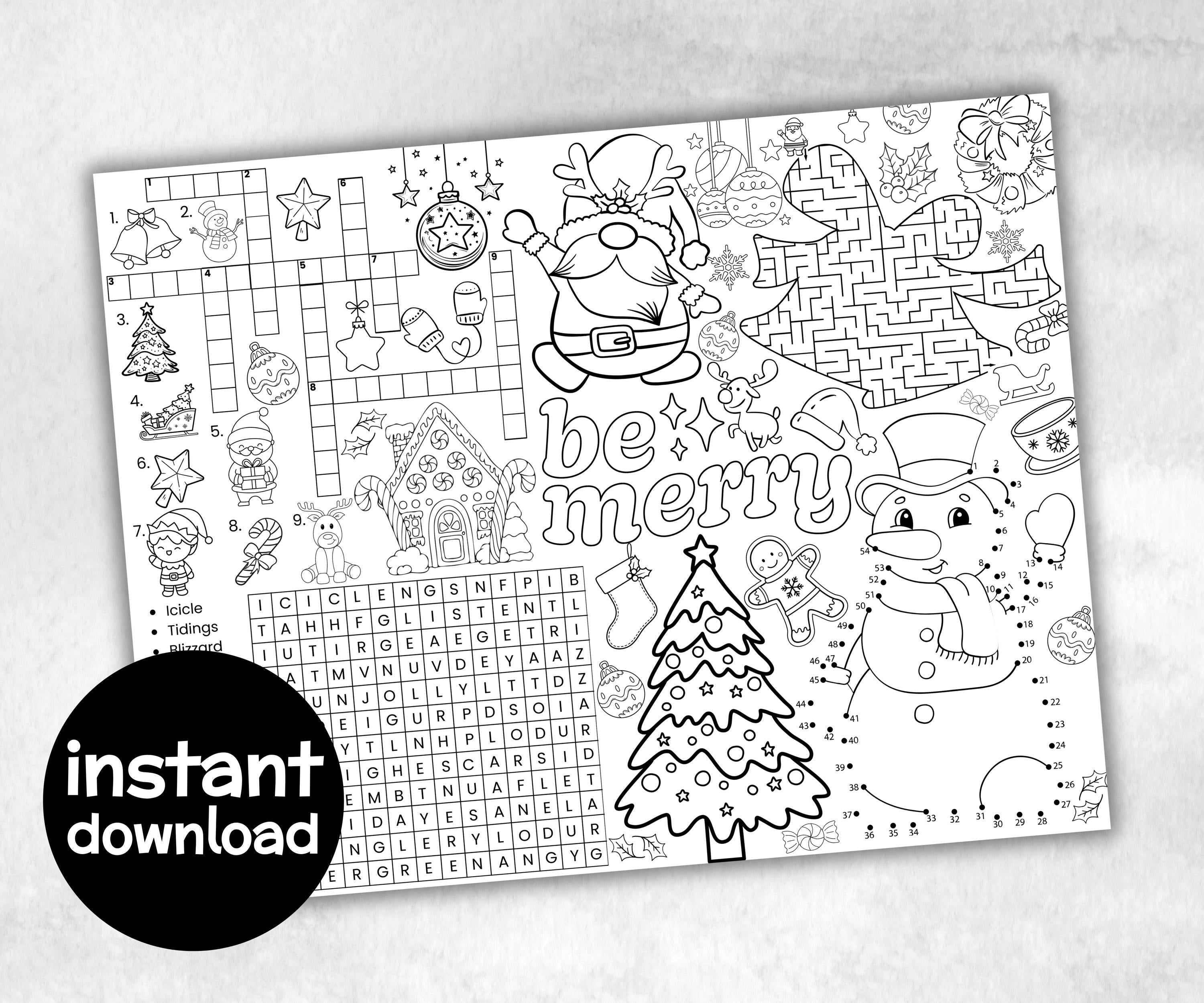 Christmas Placemats Bundle, dinner table, table decor, Christmas family fun, kids party, tableware, kid stocking stuffer, family game night-Christmas -TheHustlingCatLady-Party Games
