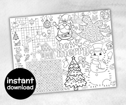 Christmas Placemats Bundle, dinner table, table decor, Christmas family fun, kids party, tableware, kid stocking stuffer, family game night-Christmas -TheHustlingCatLady-Party Games