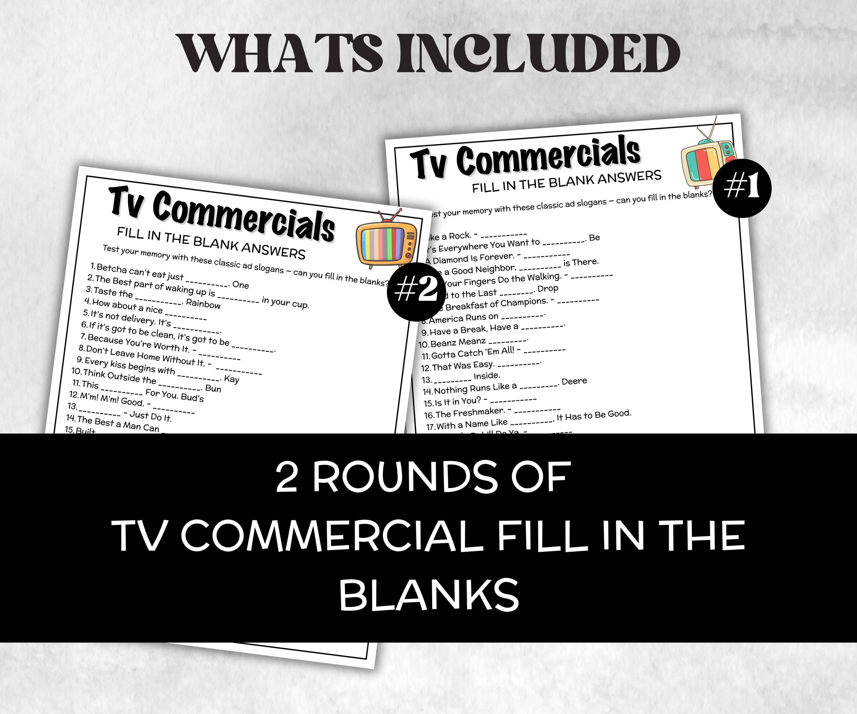 Slogan Trivia Game Bundle, TV Commercial Quiz, Cereal Slogan, Pop Culture, Family Game Night, Office Party, Kids Teen Adults, Trivia Night-Holidays -TheHustlingCatLady-Party Games