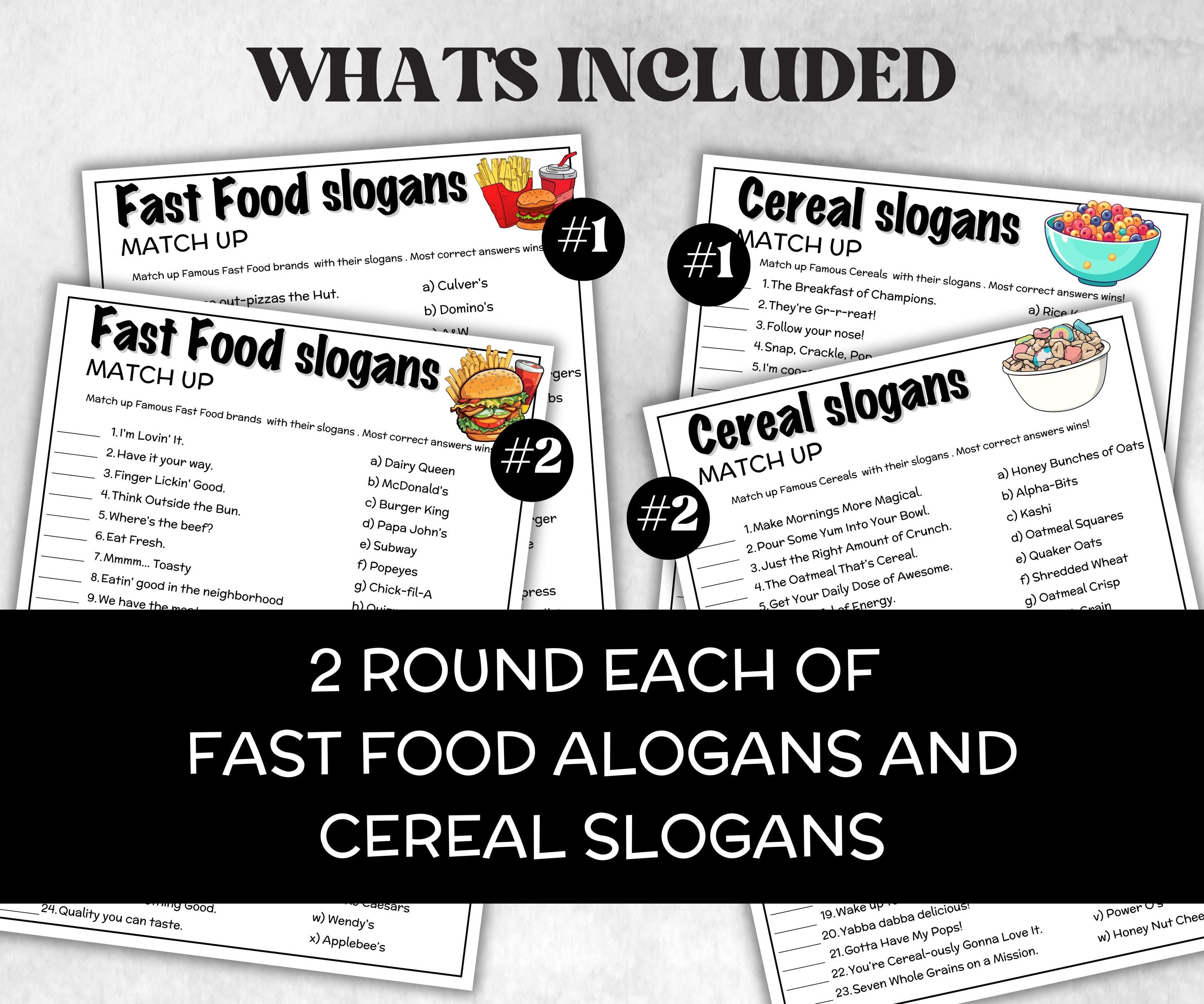Commercial Slogan Trivia Bundle, TV Commercial Quiz, Fast Food Slogan, Pop Culture, Family Game Night, Office Party, Kids Teen Adult, Trivia-Holidays -TheHustlingCatLady-Party Games
