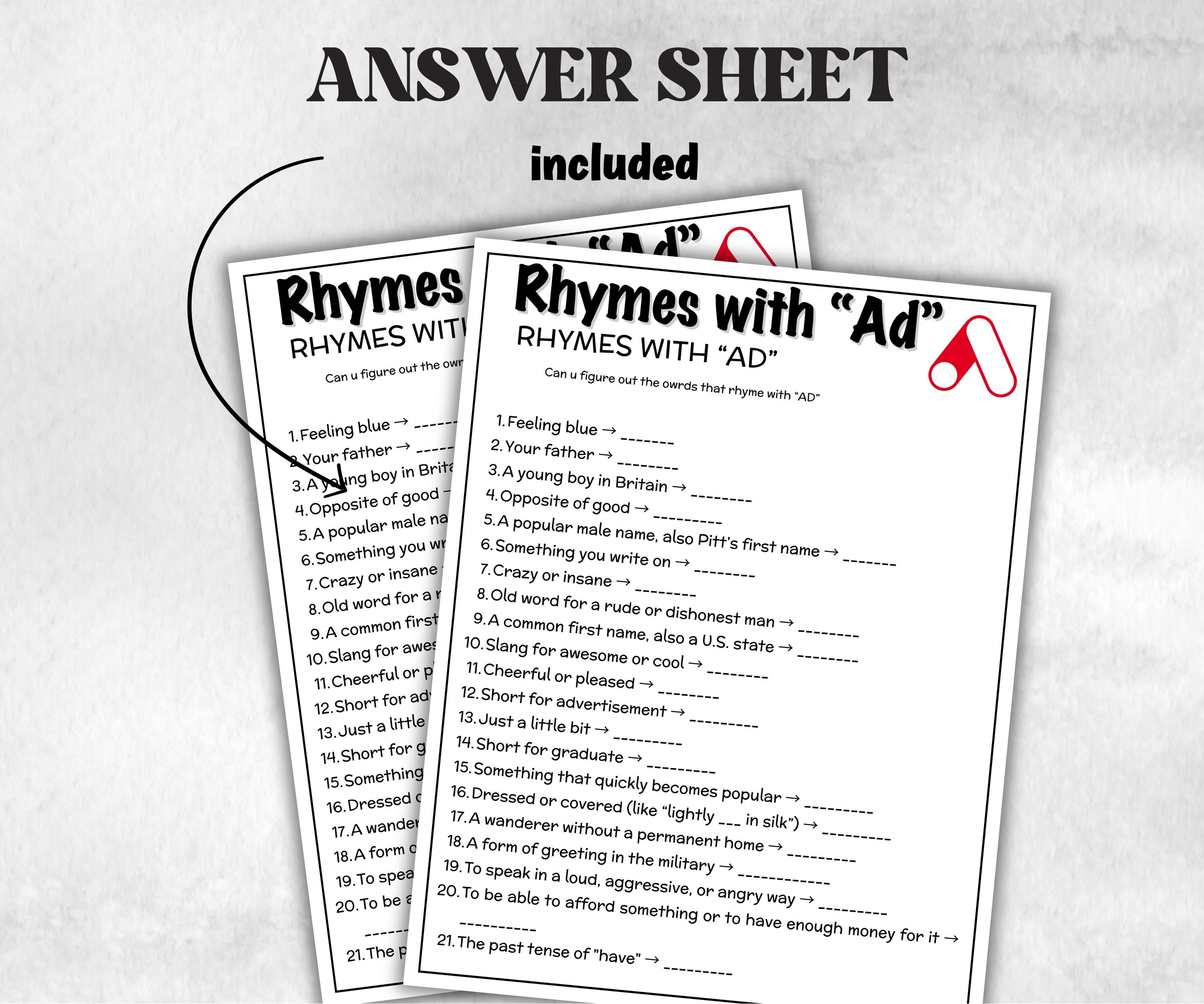 Rhymes with Ad Game Bundle, TV Commercial Quiz, Cereal Slogan, Pop Culture, Family Game Night, Office Party, Kids Teens Adult, Office Party-Holidays -TheHustlingCatLady-Party Games