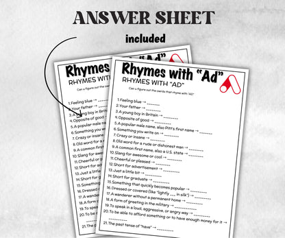 Rhymes with Ad Game Bundle, TV Commercial Quiz, Cereal Slogan, Pop Culture, Family Game Night, Office Party, Kids Teens Adult, Office Party-Holidays -TheHustlingCatLady-Party Games