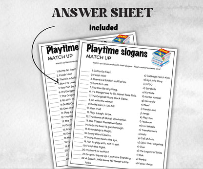 Game Brands Playtime SloganTrivia, TV Commercial Quiz, Game Slogan, Pop Culture, Family Game Night, Office Party, Kids Teens Adult,halloween-Holidays -TheHustlingCatLady-Party Games