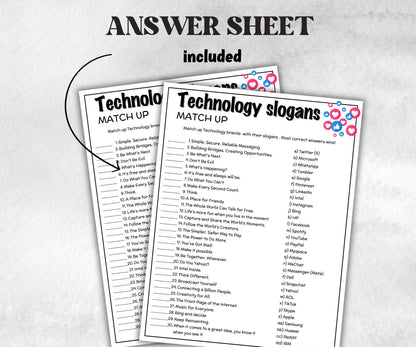 Technology Slogan Trivia, TV Commercial Trivia, Office Party, Teens Adult,Ad Slogan Match Up Quiz game, social media trivia, Internet Quiz-Holidays -TheHustlingCatLady-Party Games