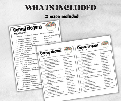 Cereal Slogan Trivia, TV Commercial Trivia, Ad Slogan Office Party, Teens Adult, Ad Slogan Match Up Quiz game, Trivia Night,Breakfast Trivia-Holidays -TheHustlingCatLady-Party Games