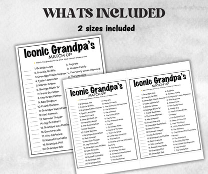 Iconic Sitcom Grandpas Match up, party Game, Trivia Quiz, Senior Game night, family activity, Friendsgiving, Grandparents Day, Fathers day-Holidays -TheHustlingCatLady-Party Games