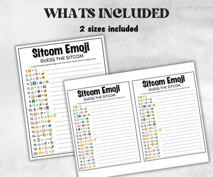 TV Sitcom Emoji trivia party, Trivia Quiz, family activity, Friendsgiving, xmas family reunion, tv show theme trivia, 80s 90s black sitcom-Holidays -TheHustlingCatLady-Party Games