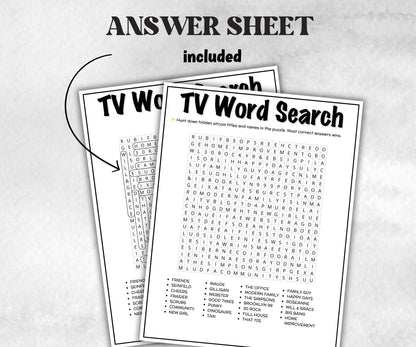 TV Sitcom Word Search trivia, Trivia Quiz, family activity, Friendsgiving, xmas family reunion, tv show theme trivia, 80s 90s black sitcom-Holidays -TheHustlingCatLady-Party Games