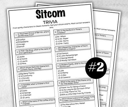 TV Show Sitcom trivia Quiz, family activity, Friendsgiving, television throwback, Ladies night games, easy group game, pub fall icebreaker-Holidays -TheHustlingCatLady-Party Games