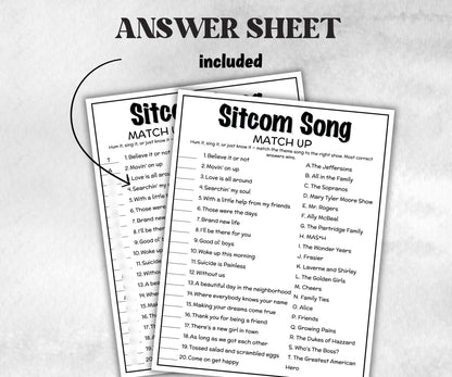 SitcomTheme Song Trivia Quiz, family activity, TV Show Friendsgiving, television throwback, Ladies night games, easy group, kids teen adult-Holidays -TheHustlingCatLady-Party Games
