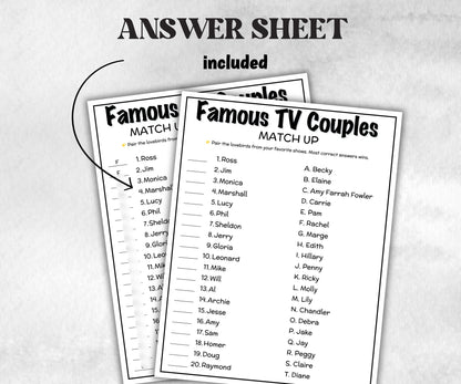 Famous TV Couples, Valentine Trivia Quiz, family activity, TV Show Friendsgiving, Sitcom television throwback, Ladies night, easy group, kid-Holidays -TheHustlingCatLady-Party Games